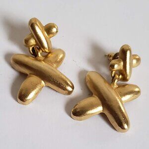 Vintage 80s LAURA PONTI 14 Gold Plated earrings dangling pierced